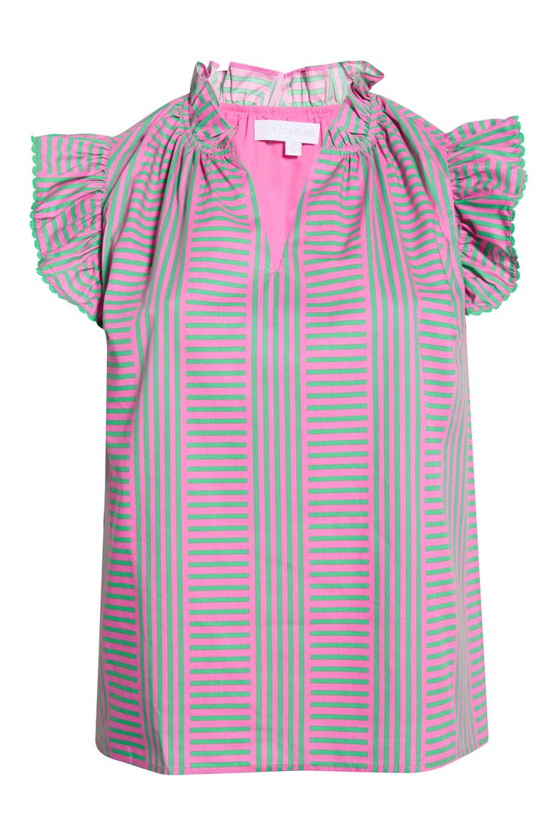 Valda Stripe Ruffle Top, Alternate, color, PINK-GRN-MUL