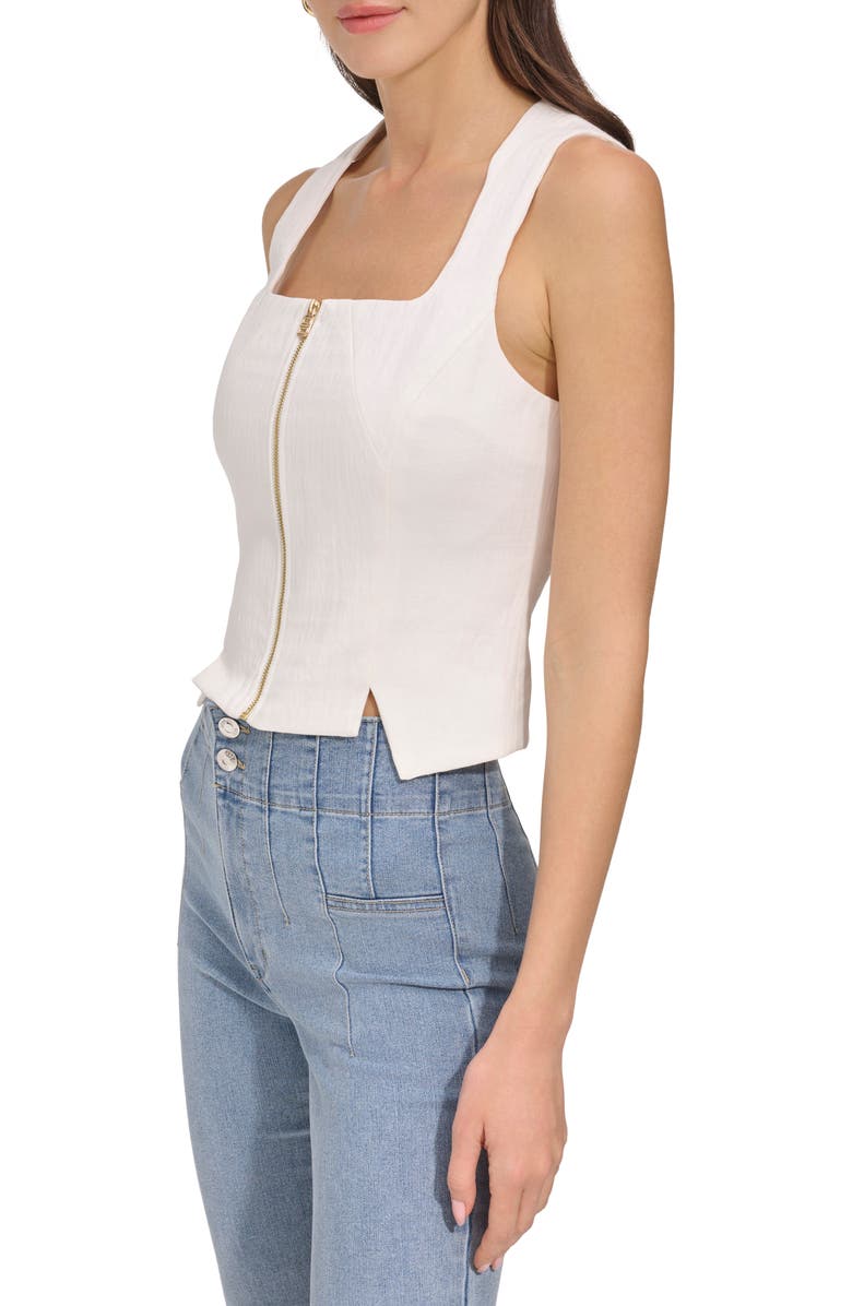 DKNY Zip Front Corset Top, Alternate, color, Eggnog