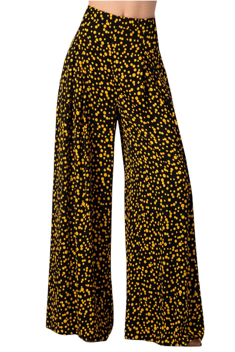 Wide-Leg Polka Dot Pants, Main, color, Black