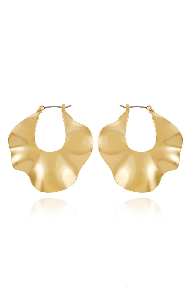 Vince Camuto Twist Hoop Earrings, Main, color, Goldtone