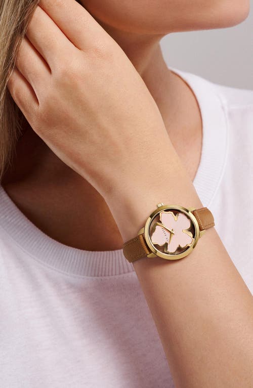 Ted Baker Lilabel Leather Strap Watch, 36mm In Brown