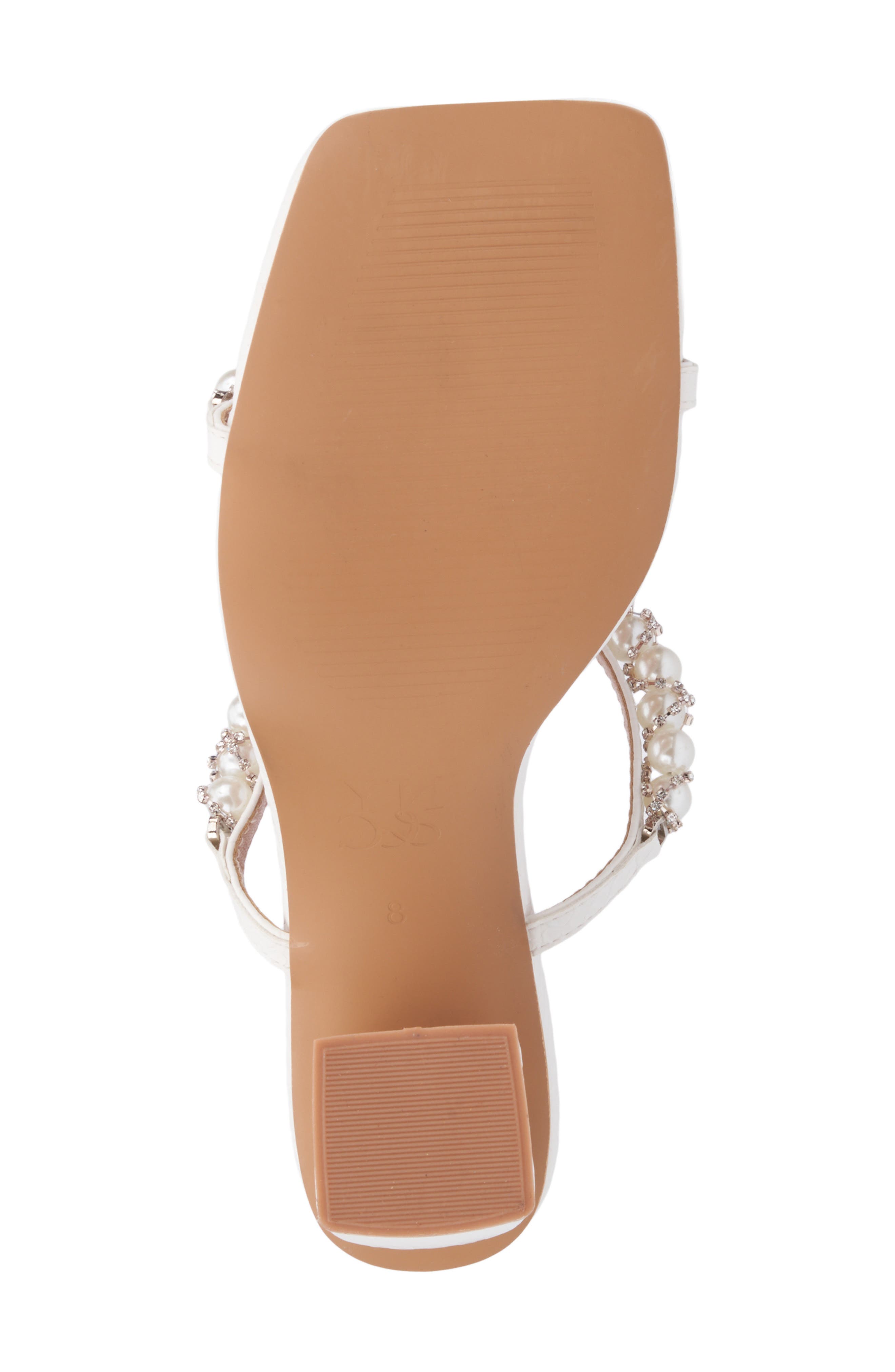 NEW YORK AND COMPANY Calissa Imitation Pearl & Rhinestone Embellished Sandal, Alternate, color, 