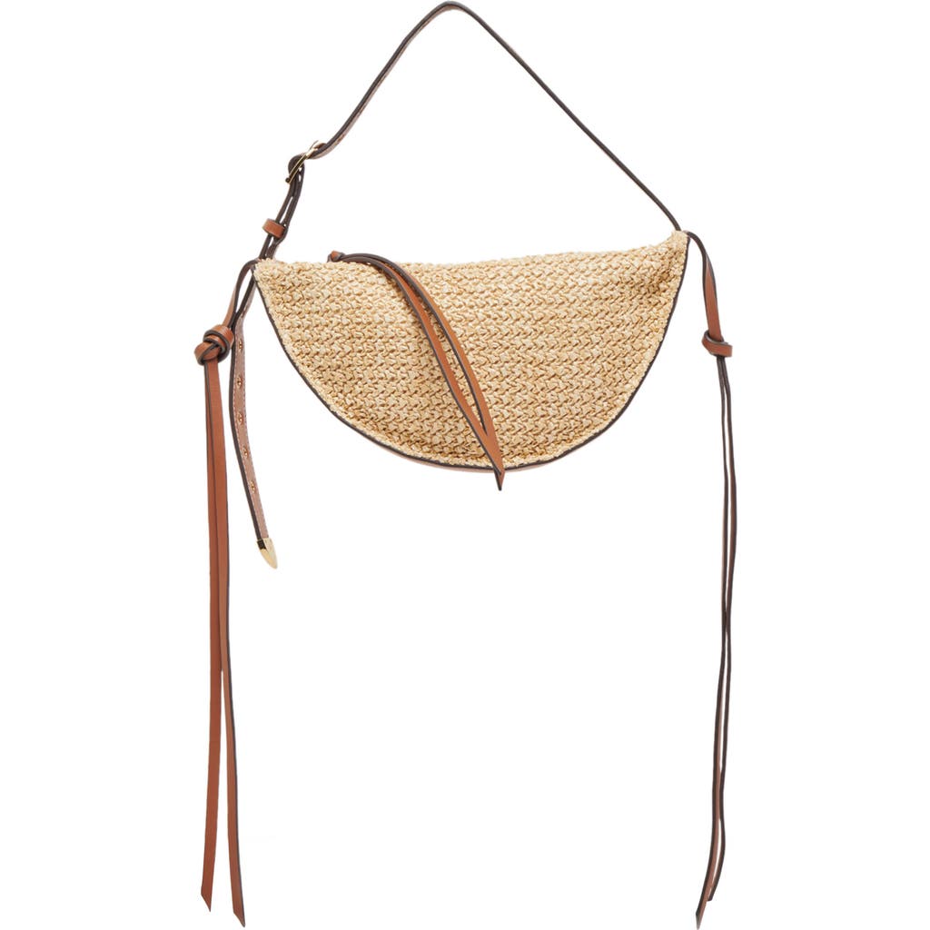Dolce Vita Monaco Raffia Shoulder Bag In Brown