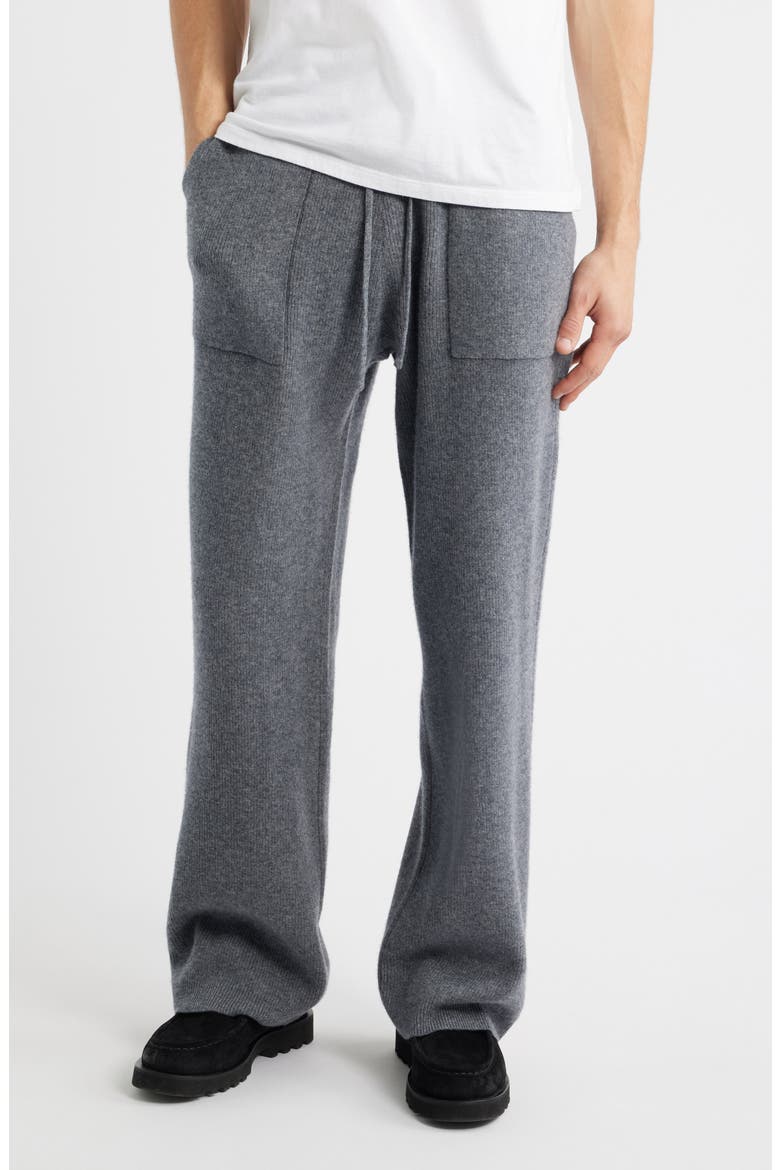 Wide Leg Knit Wool Drawstring Pants, Main, color, GUNMETAL