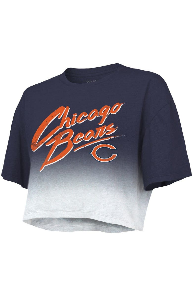 Majestic Threads Women's Majestic Threads Justin Fields Navy/White Chicago Bears Dip-Dye Player Name & Number Crop Top, Alternate, color, 