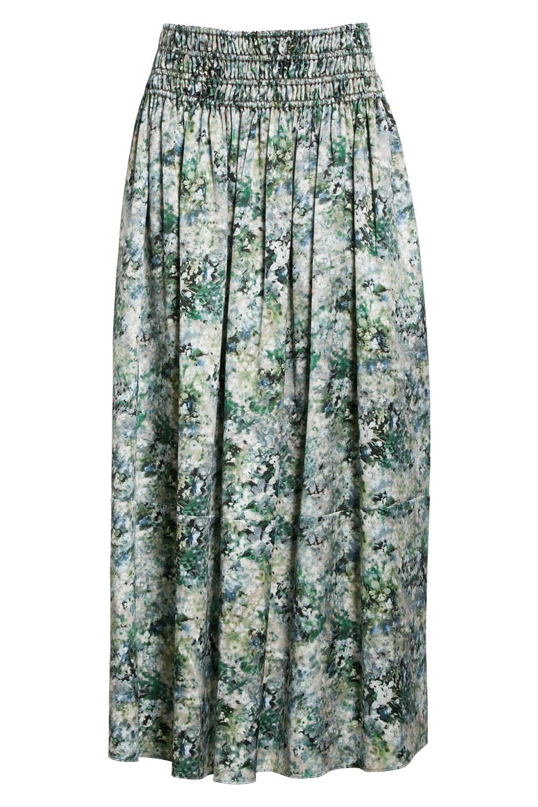 Painted Floral Smock Waist Skirt, Alternate, color, HERB