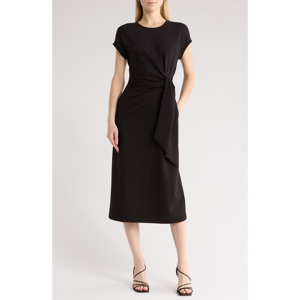 Nordstrom Tie Waist Midi Dress In Black
