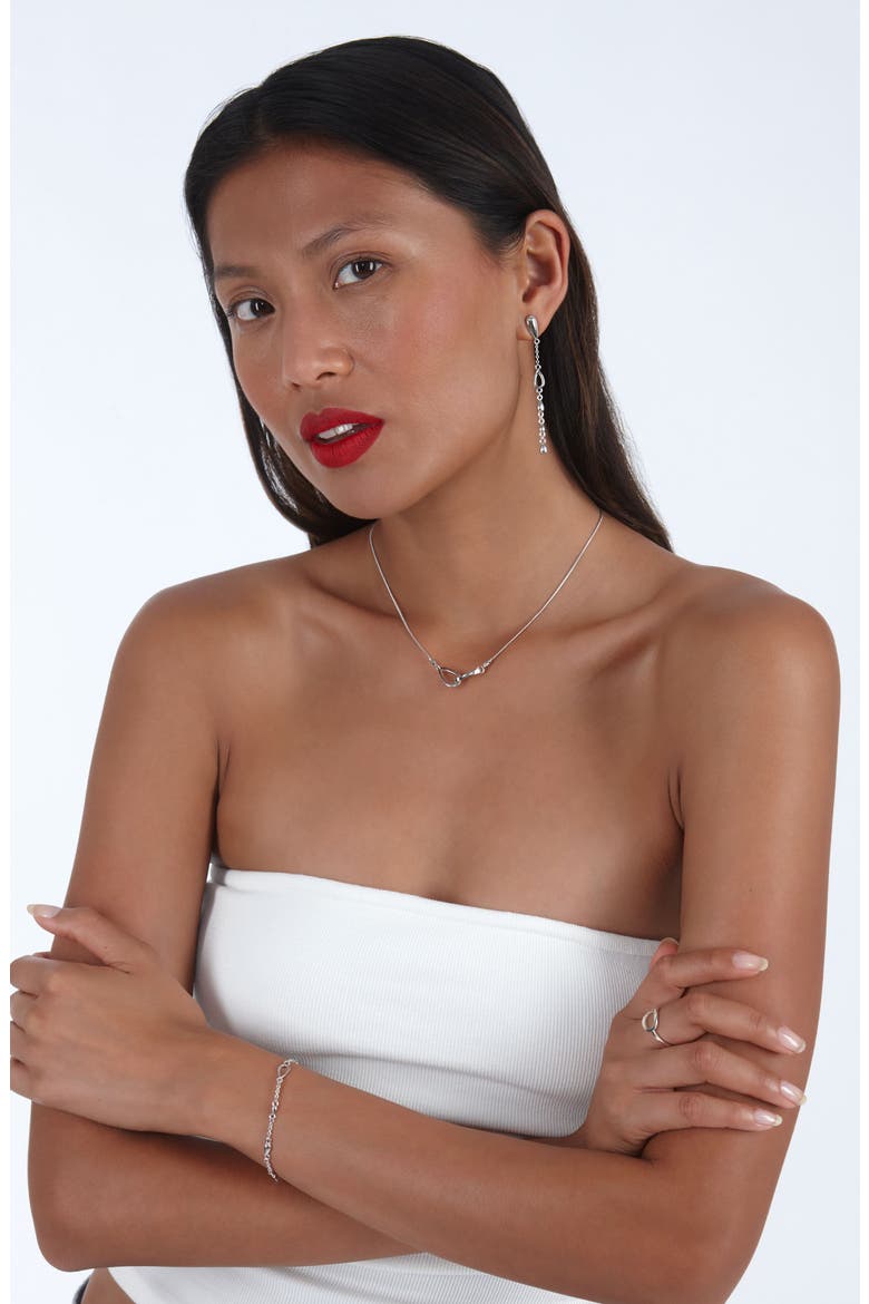 Station Petal Drop Earrings, Alternate, color, Sterling Silver