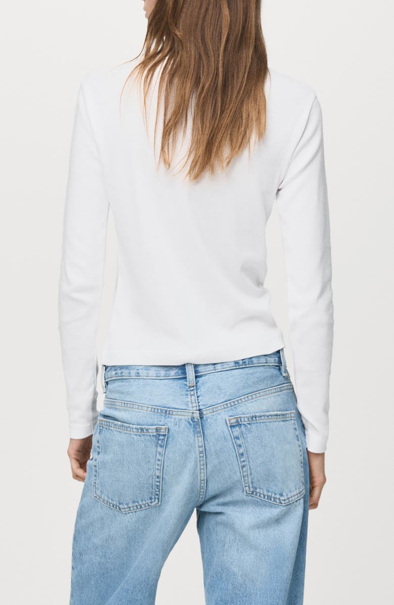 MANGO Long Sleeve Cotton Rib T-Shirt, Alternate, color, White
