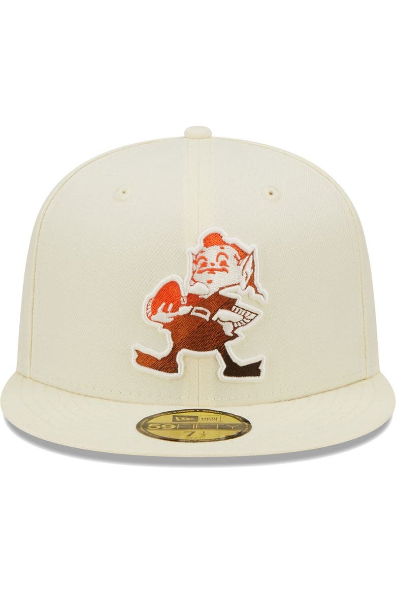 Men's New Era Cream Cleveland Browns Chrome Color Dim 59FIFTY Fitted Hat, Alternate, color, Cream