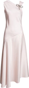 Jil Sander Draped Asymmetric Crepe Back Satin Dress