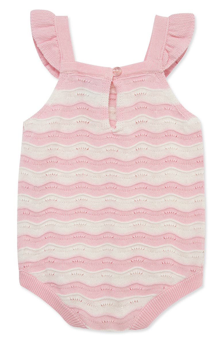 Little Me Curvy Stripe Pointelle Knit Bubble Romper, Alternate, color, Pink
