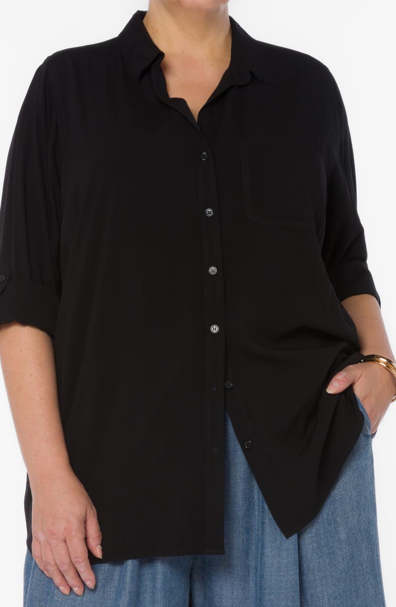 VELVET HEART Elisa Long Sleeve High/Low Shirt, Alternate, color, Black