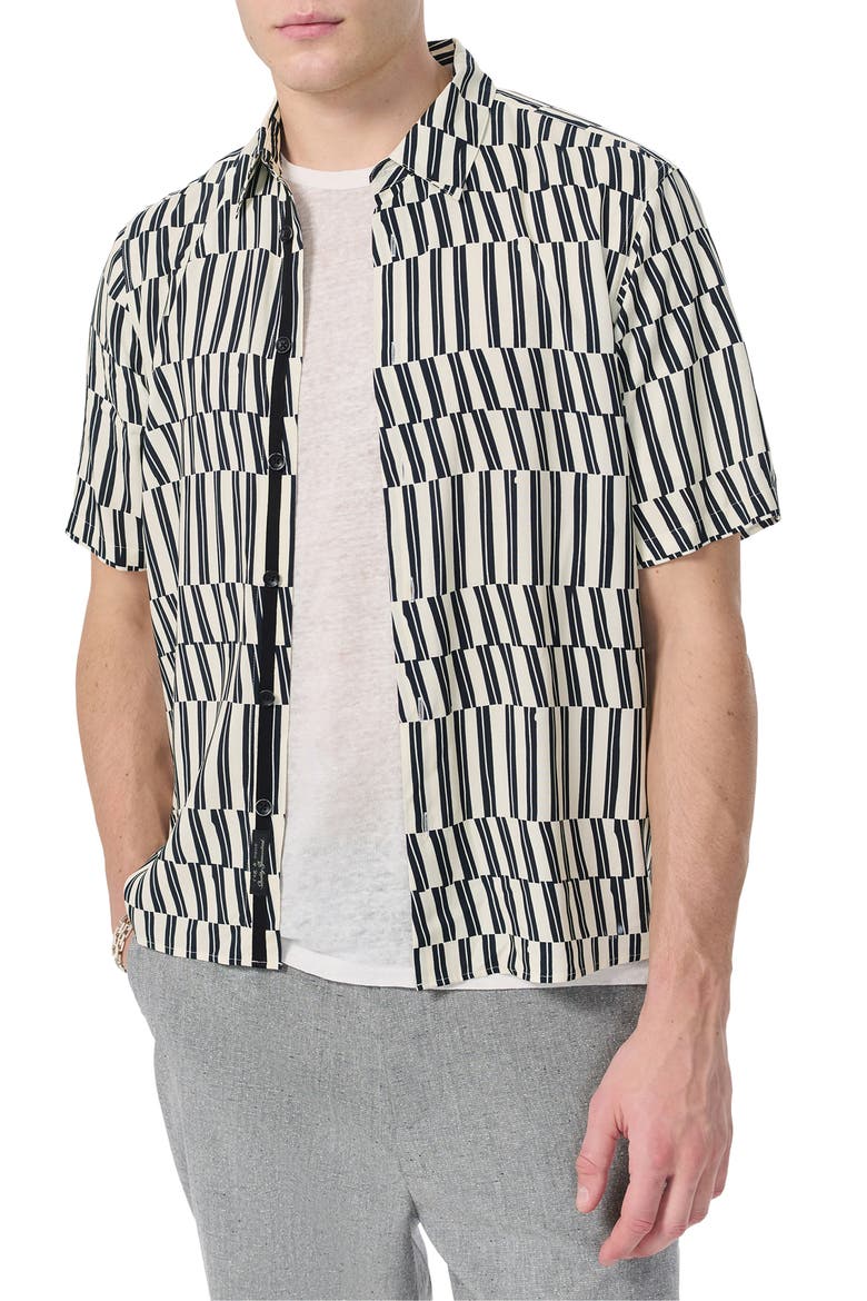 Dalton Print Short Sleeve Button-Up Shirt, Main, color, BLUE/ WHITE JOFF PRINT