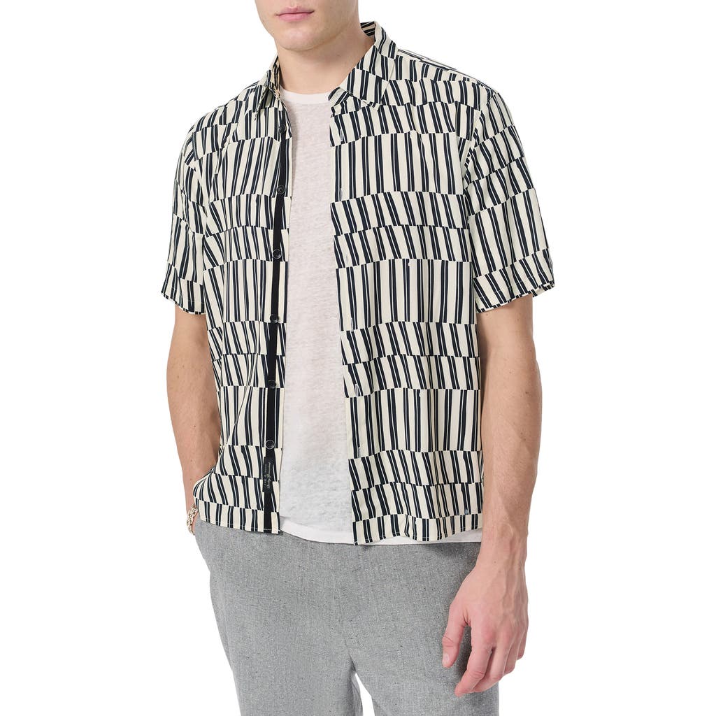 Rag & Bone Dalton Print Short Sleeve Button-up Shirt In Black