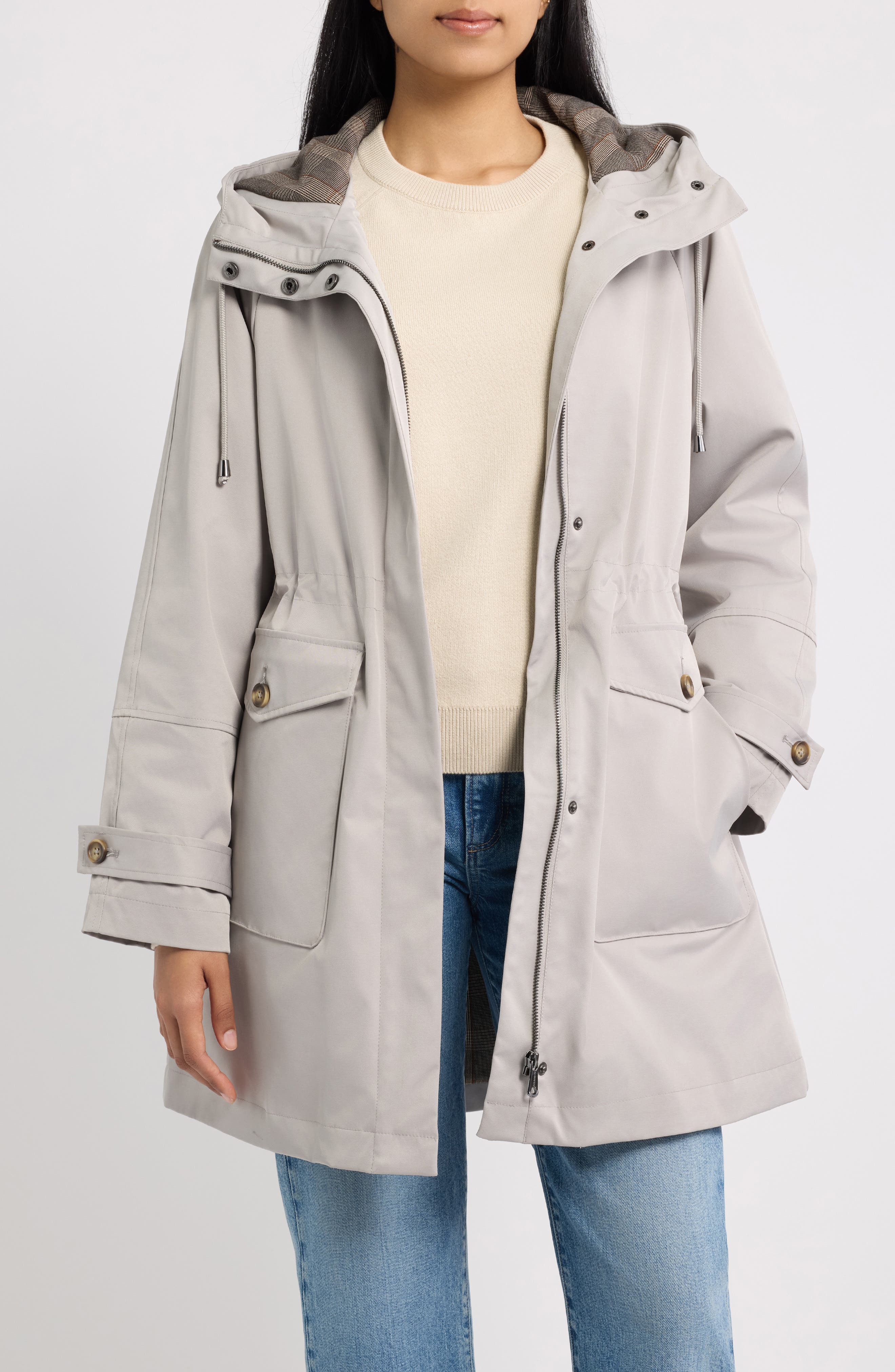 Bernardo Anorak Raincoat In Ash Grey