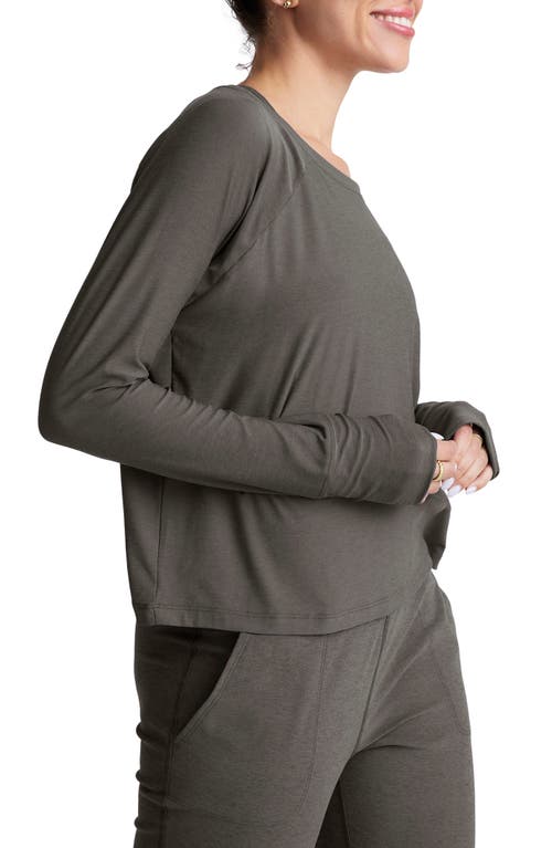 Shop Beyond Yoga Featherweight Long Sleeve T-shirt In True Gray Heather
