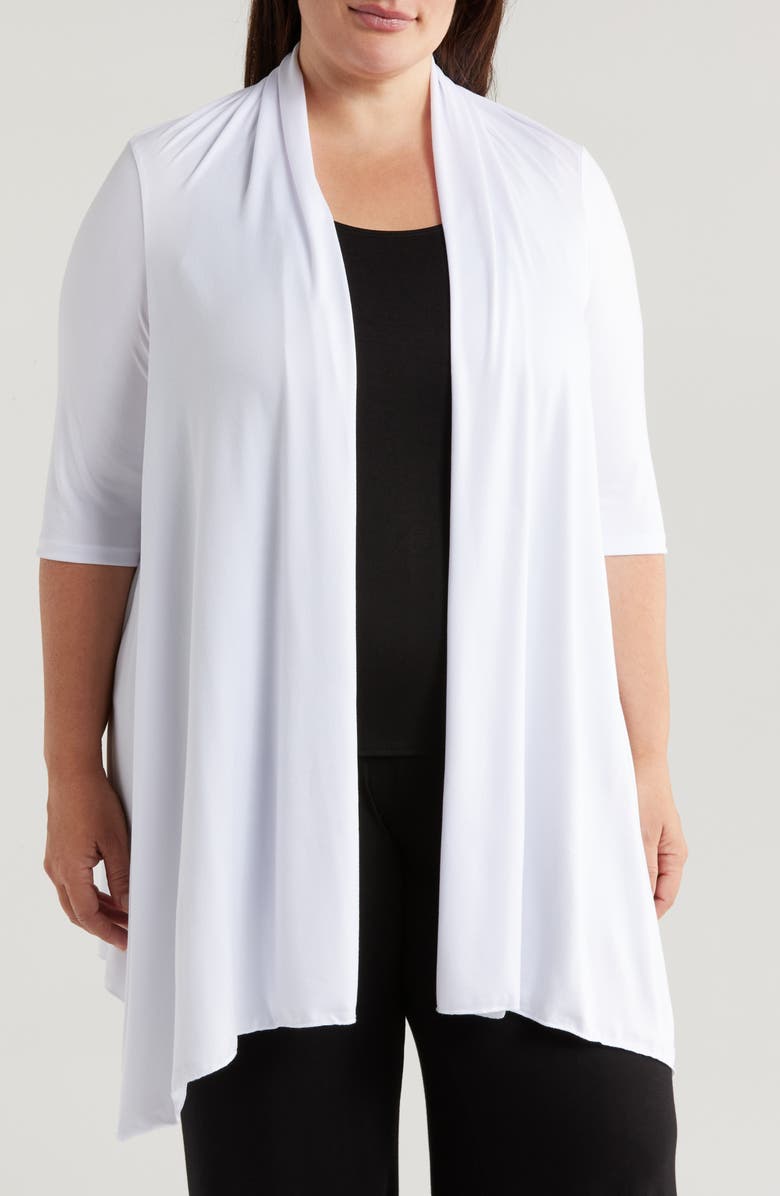 24seven Comfort Apparel Open Front Long Cardigan, Main, color, White