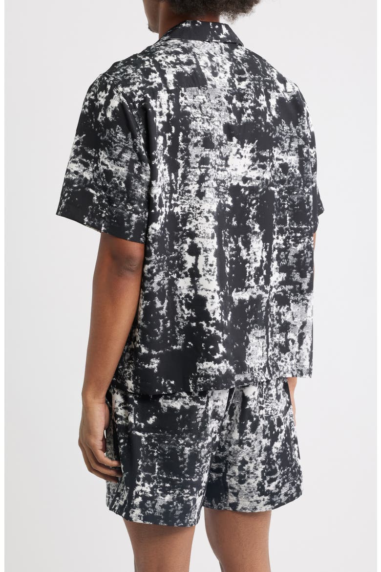 Jason Abstract Print Camp Shirt, Alternate, color, BLACK