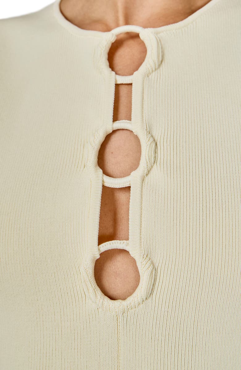 Endless Rose Ring Detail Sleeveless Peplum Knit Top, Alternate, color, Off White