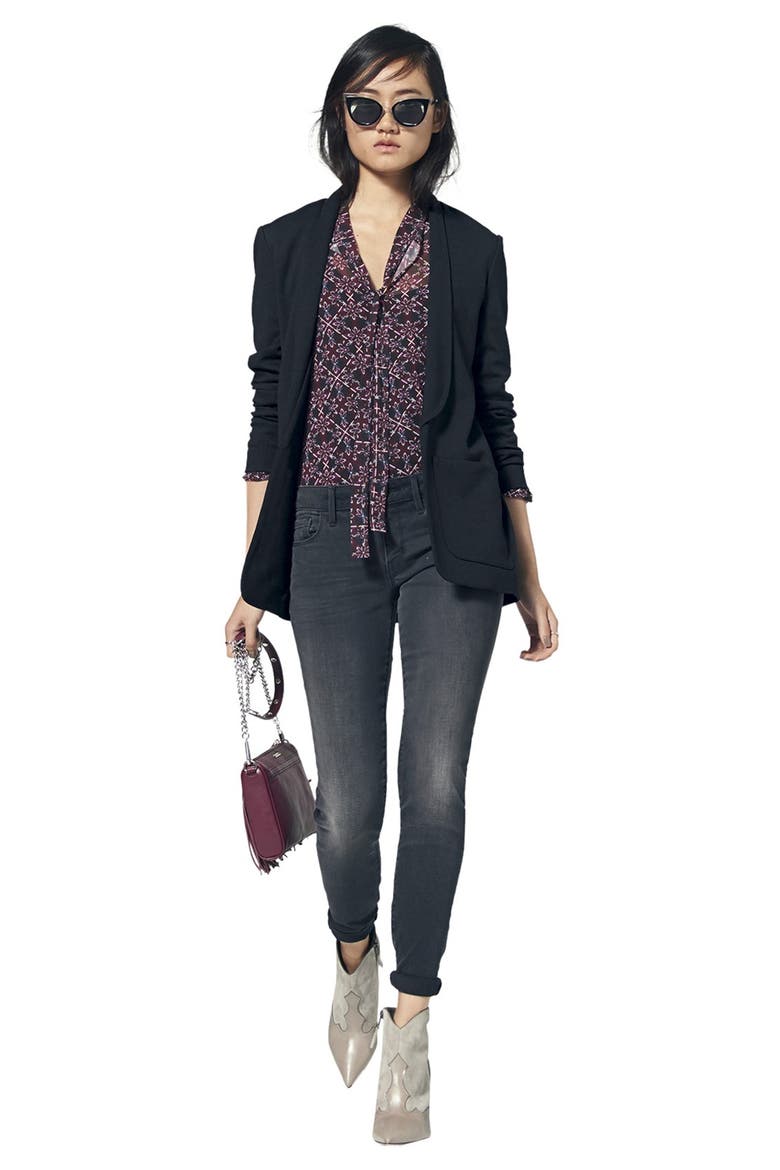 Open Shawl Collar Jacket, Alternate, color, BLACK