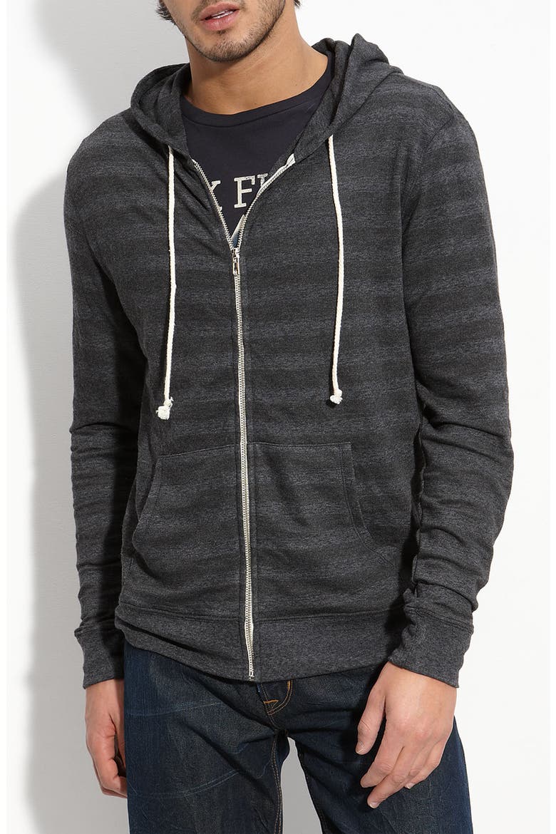 Trim Fit French Terry Hoodie, Main, color, BLACK