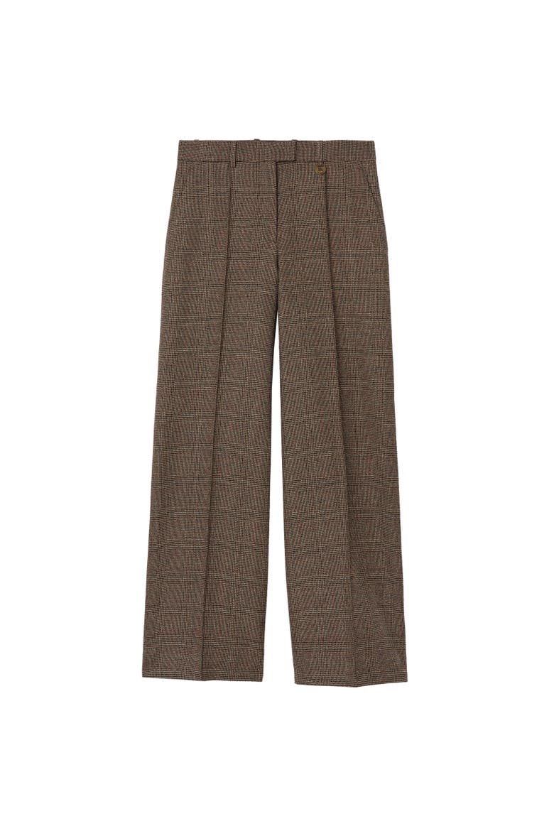 Check Wool Linen Blend Tailored Trousers, Alternate, color, Soap beige/brown