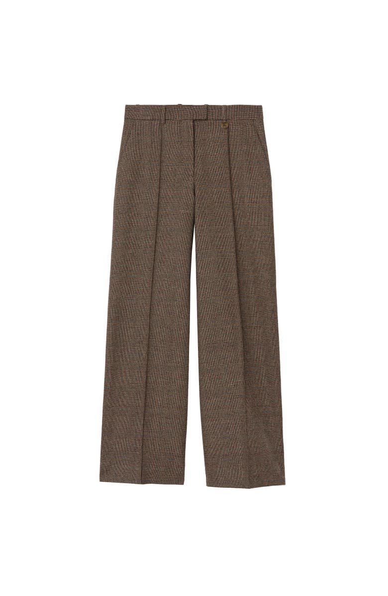 Burberry Check Wool Linen Blend Tailored Trousers, Alternate, color, Soap Beige/Brown