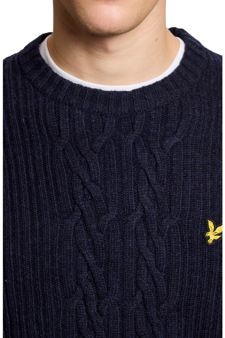 Ribbed Cable Knit Long Sleeve Sweater, Alternate, color, Dark Navy Marl