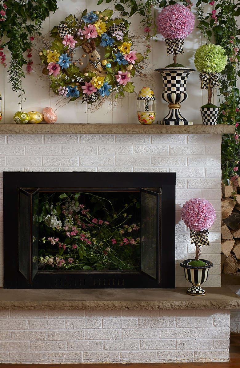 MACKENZIE CHILDS Courtly Check Pedestal Tabletop Urn, Alternate, color, Black/ White