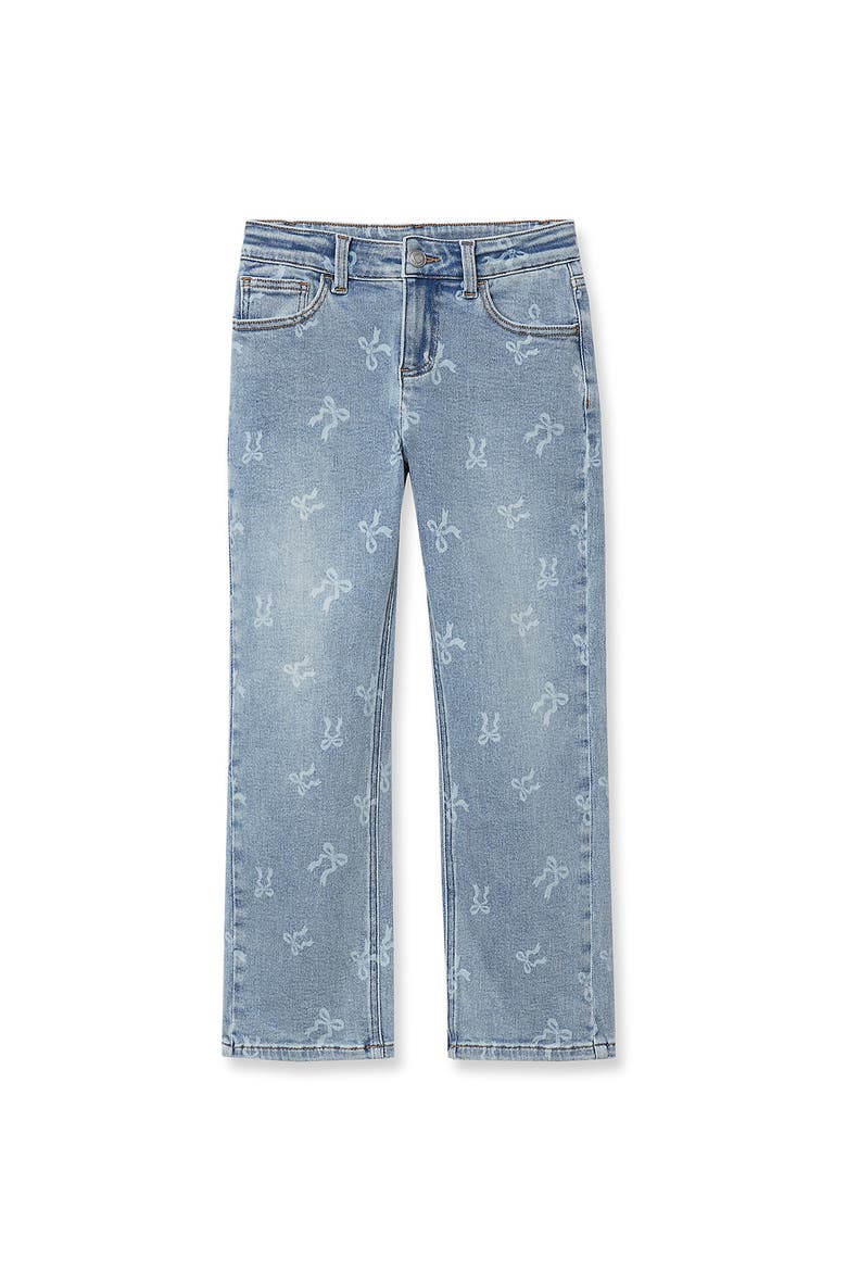 Girls Straight Leg Jeans, Main, color, Bows/Blue Wash