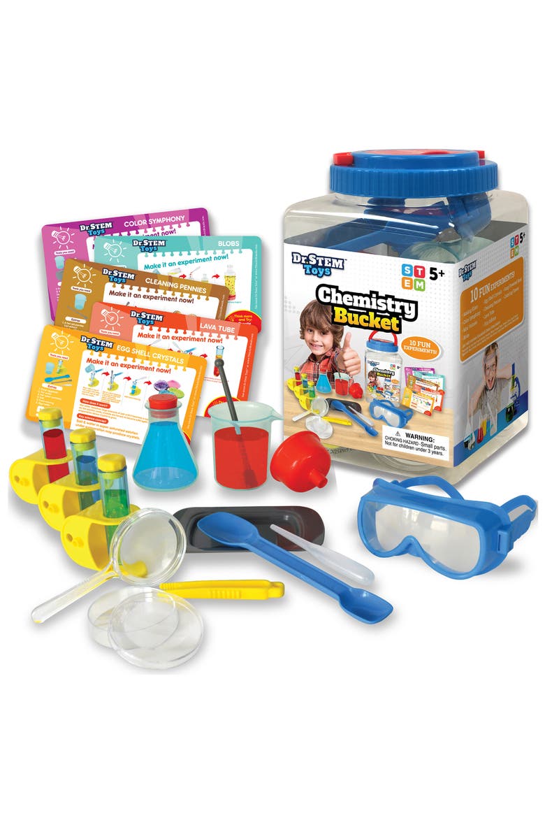Dr. STEM Chemistry Bucket Kit, 10 Experiments, Main, color, Multicolored