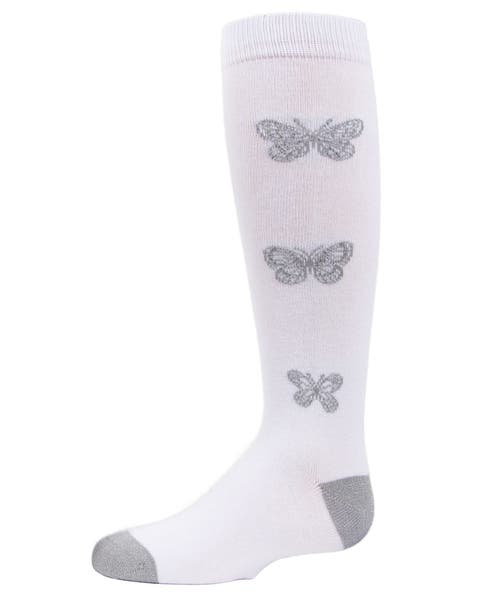 Glitter Butterfly Knee High Socks
