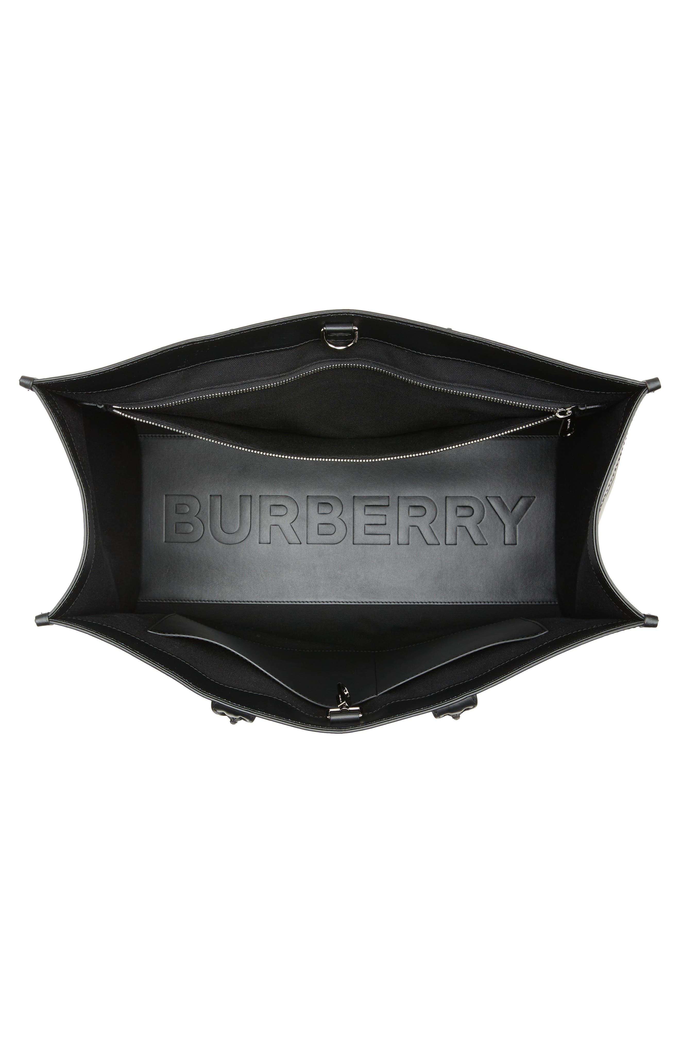 Burberry Denny Embossed Check Leather Tote, Alternate, color, 