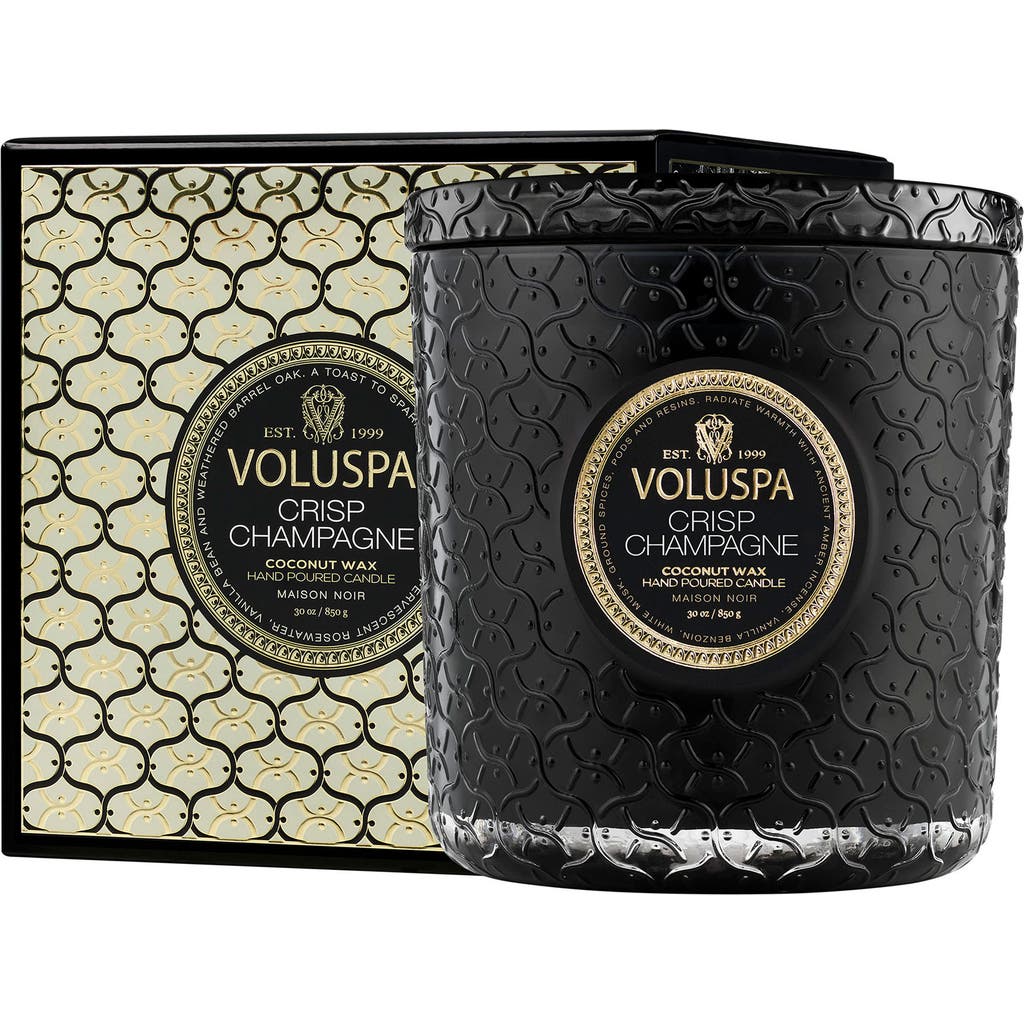 Voluspa Crisp Champagne Boxed Luxe Candle In Black