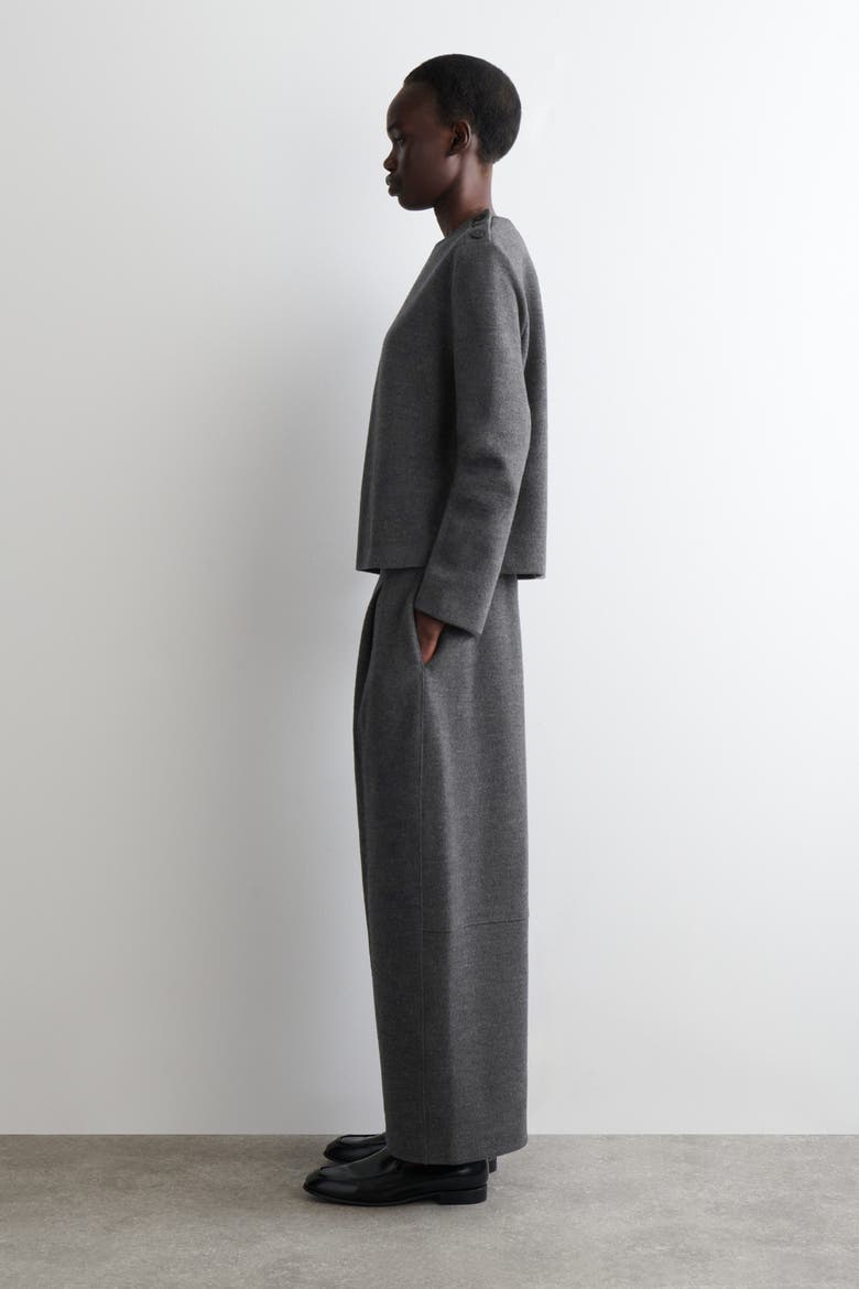 Button-Detail Boiled-Wool Sweatshirt, Alternate, color, DARK-GRAY MÉLANGE