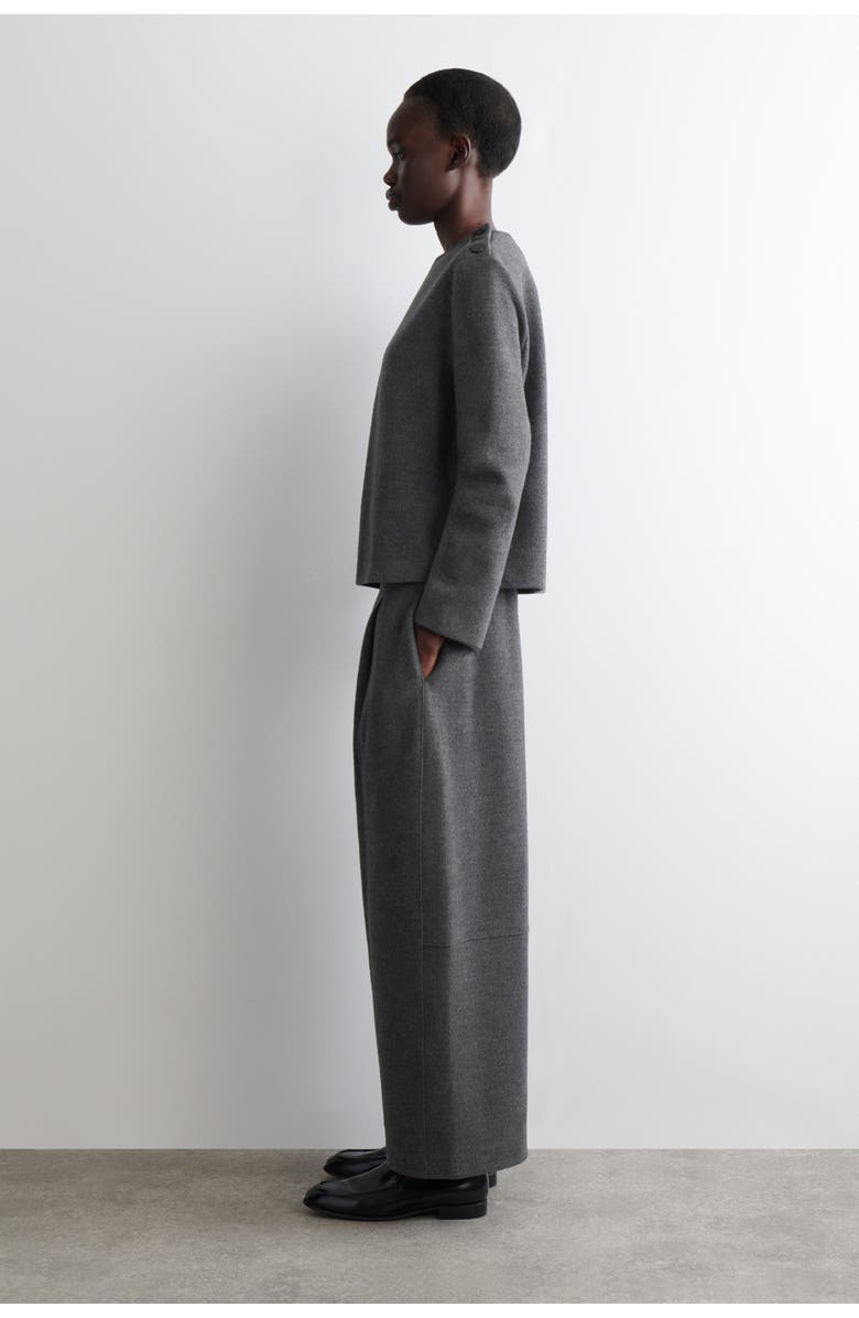 COS Button-Detail Boiled-Wool Sweatshirt, Alternate, color, Dark-Gray Mélange