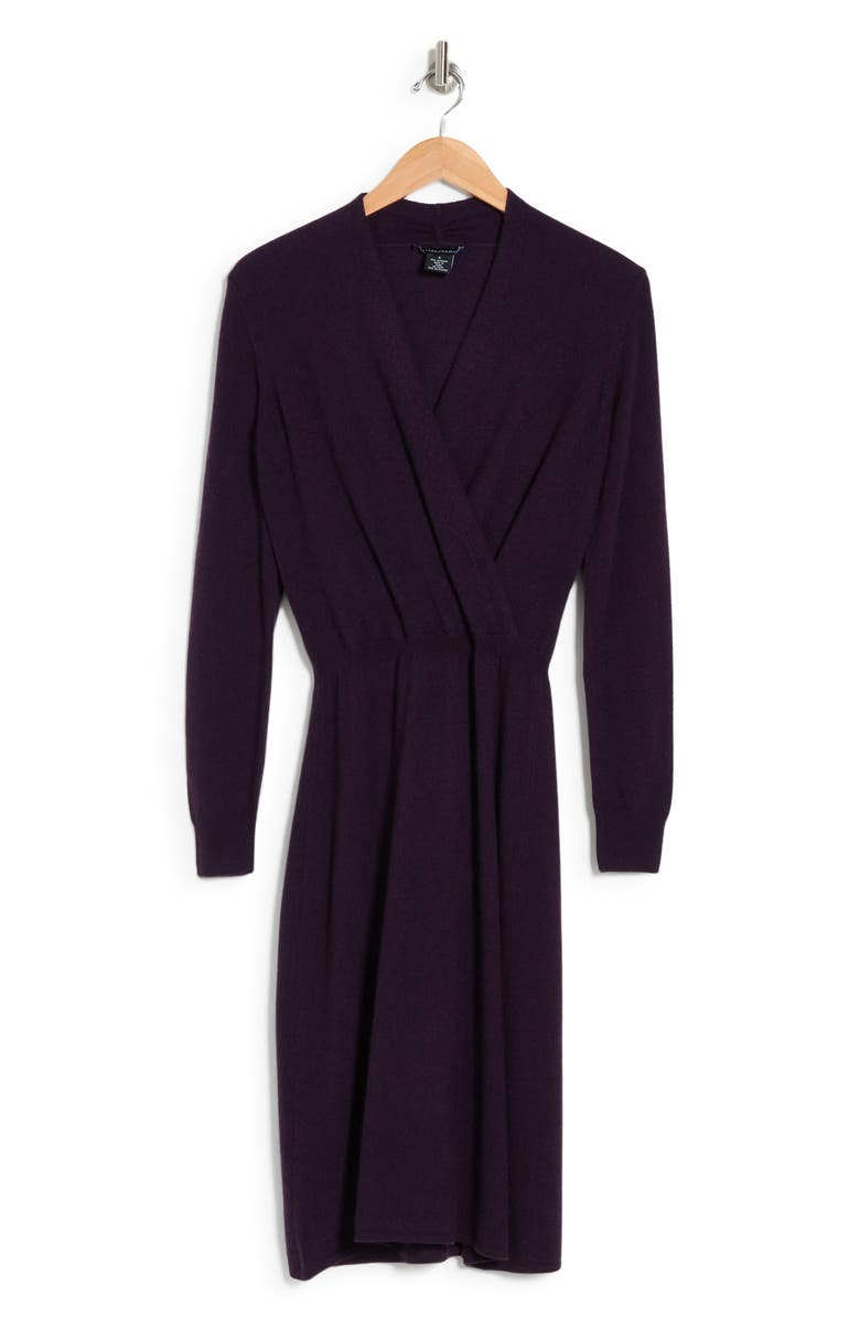 Sofia Cashmere Long Sleeve Cashmere Sweater Dress, Alternate, color, Deep Purple