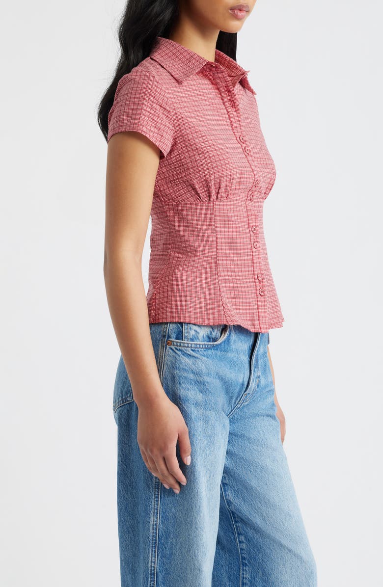 Princess Polly Cottesloe Check Print Button-Up Top, Alternate, color, 