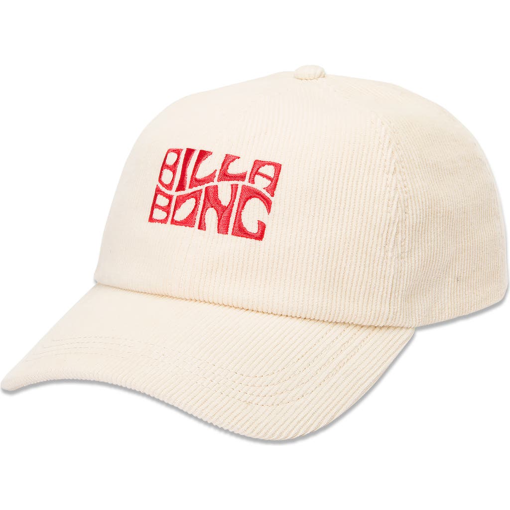 Billabong Embroidered Cotton Twill Baseball Cap In White