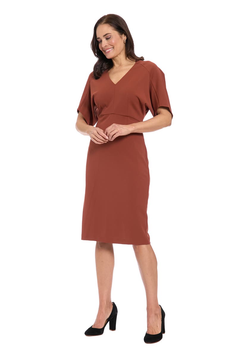 London Times Dolman Short Sleeve Sheath Dress, Alternate, color, Sequoia