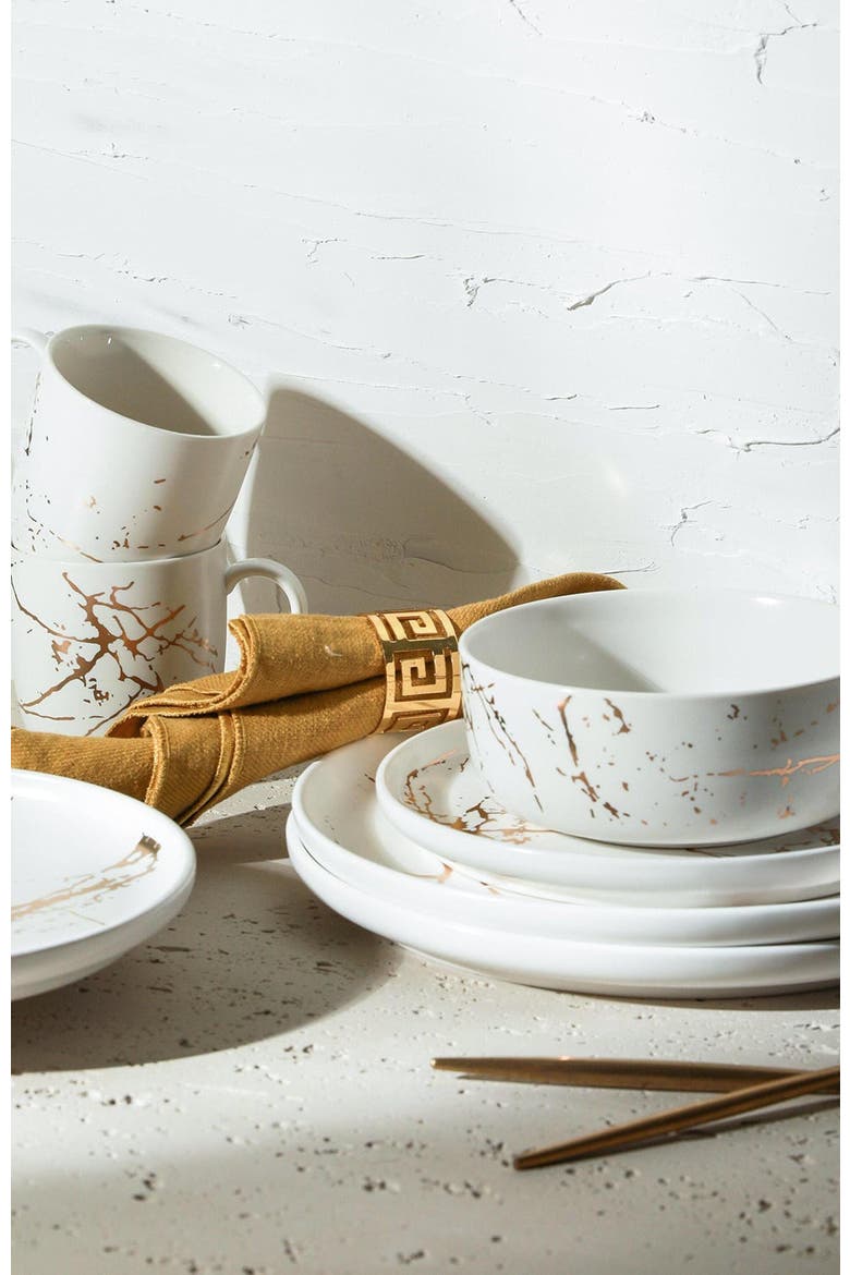 Zora Porcelain 16-Piece Dinnerware Set, Alternate, color, White