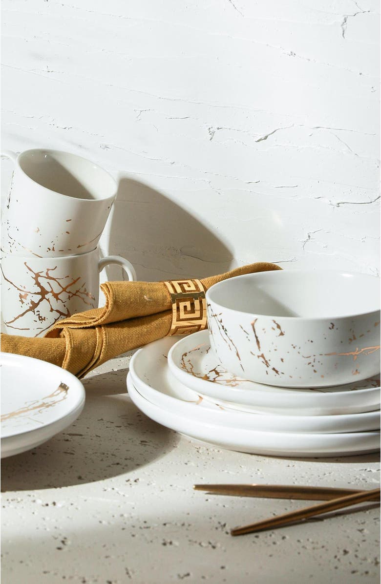 Stone Lain Zora Porcelain 16-Piece Dinnerware Set, Alternate, color, White