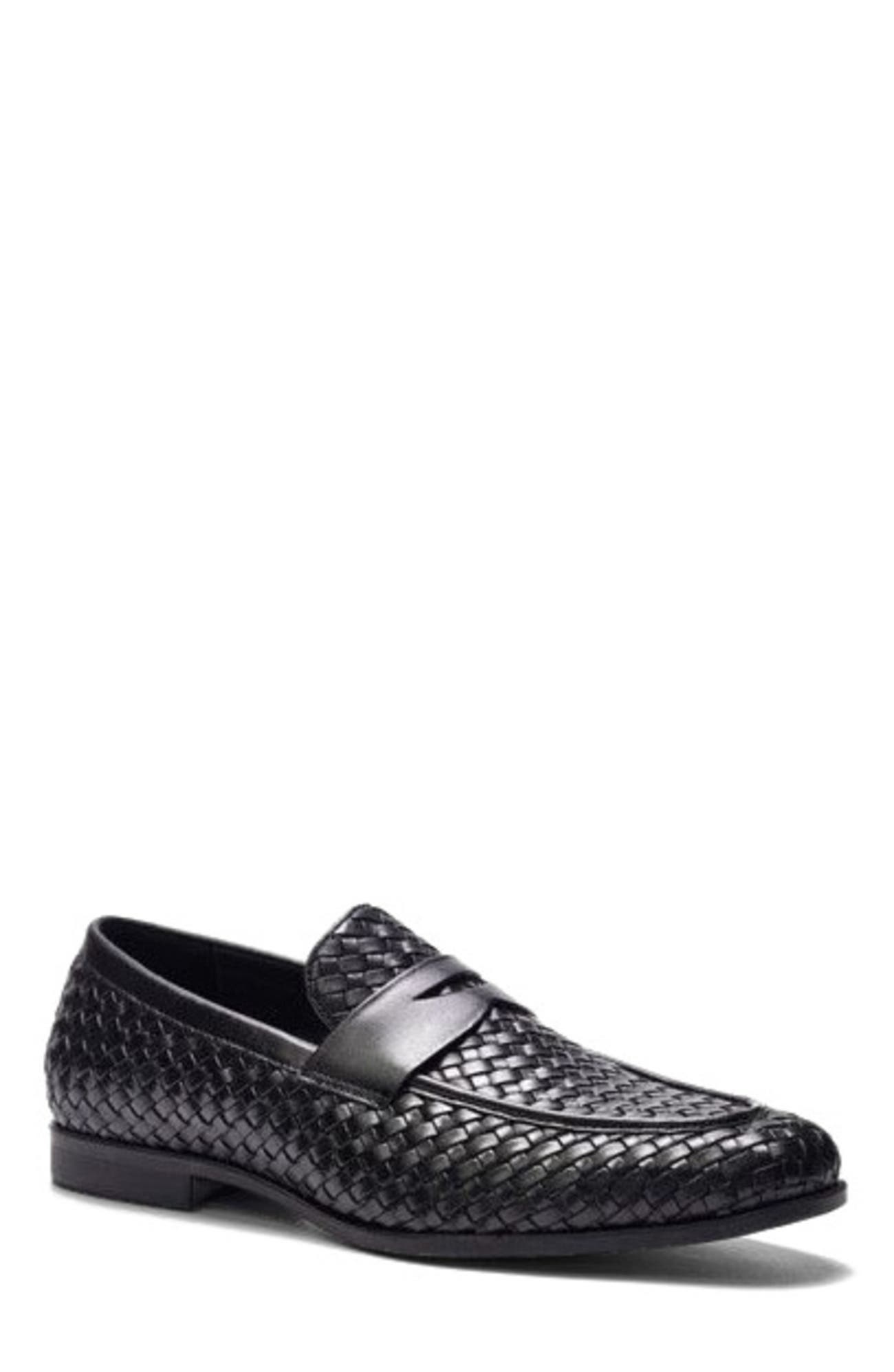 A. Veer Cairo Woven Loafer, Alternate, color, Black Leather
