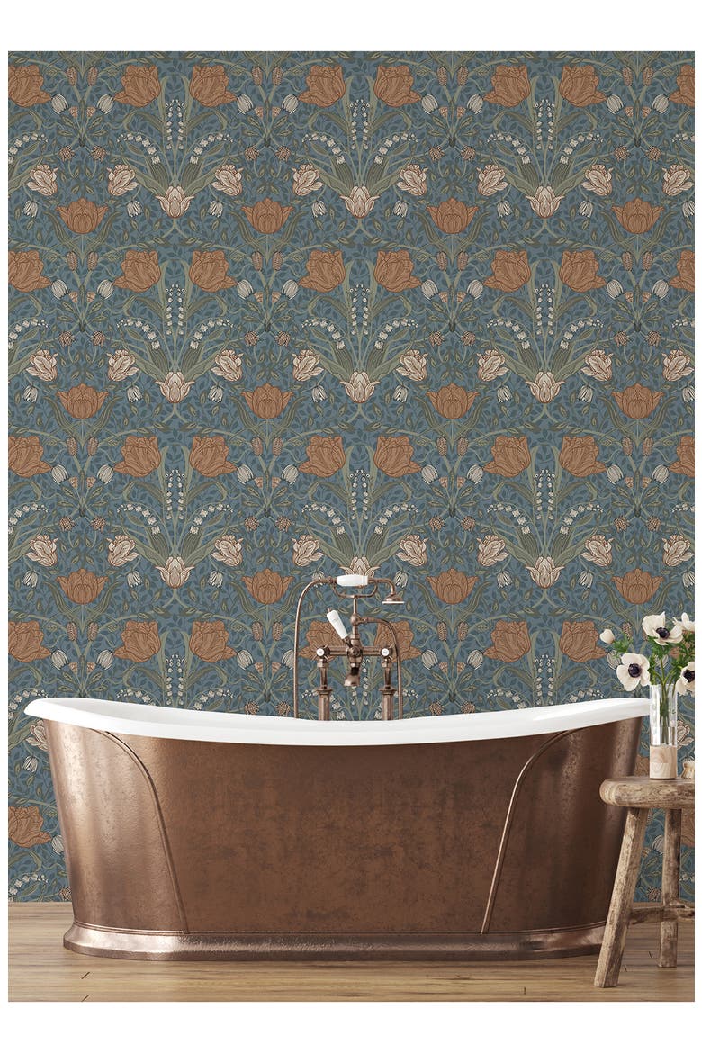 Filippa Tulip Wallpaper, Alternate, color, BLUE