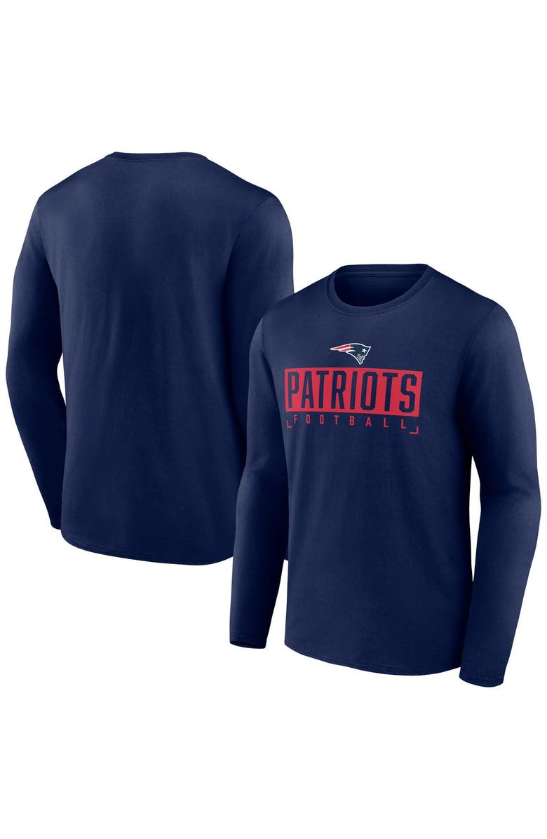 FANATICS Men's Fanatics Branded Navy New England Patriots Stack The Box Long Sleeve T-Shirt, Main, color,