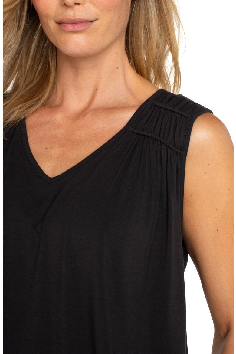 Shirred Sleeveless Knit Top, Alternate, color, BLACK