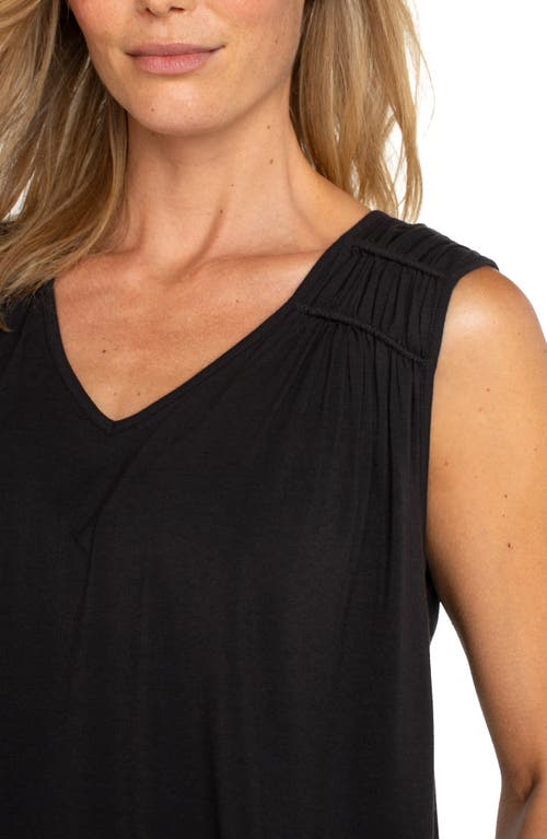 Liverpool Los Angeles Shirred Sleeveless Knit Top In Black