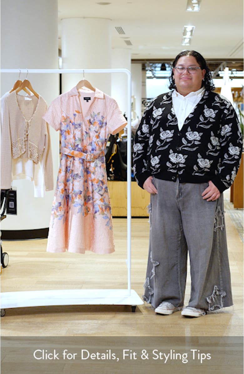 Print Crinkle Belted Fit & Flare Dress, sales video thumbnail