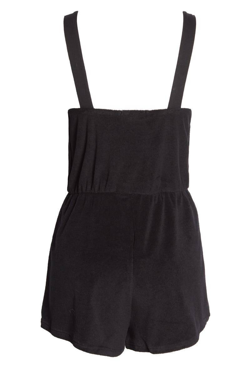 Sleeveless Square Neck Velour Cover-Up Romper, Alternate, color, BLACK